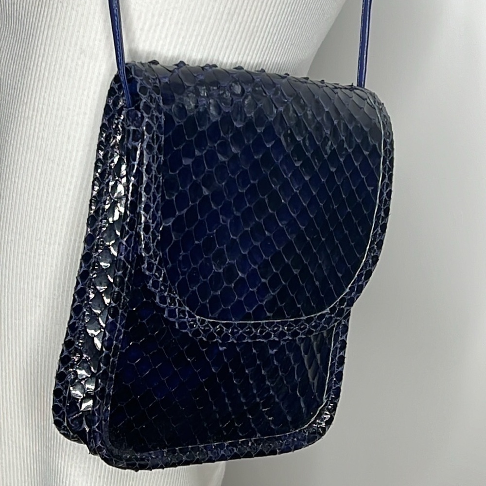 Carlos Falchi Indigo Blue Python Crossbody Bag